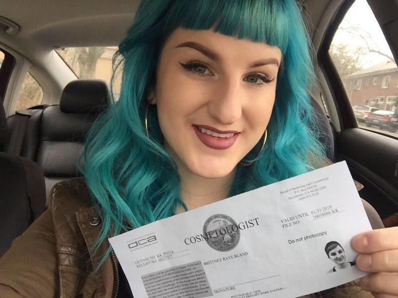 Brittney B and her cosmetologist license! 