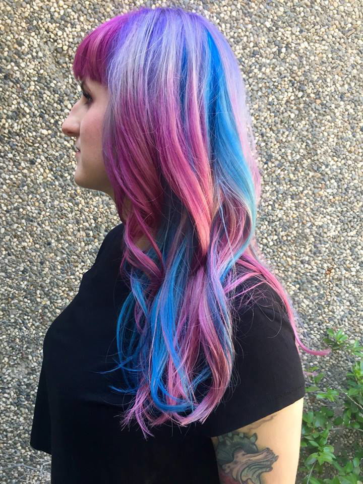 Brittney B and her cotton-candy pink and blue hair
