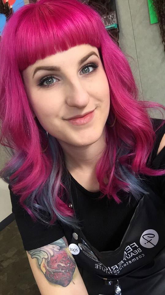 Brittney B and her hot pink hair with baby blue streaks underneath