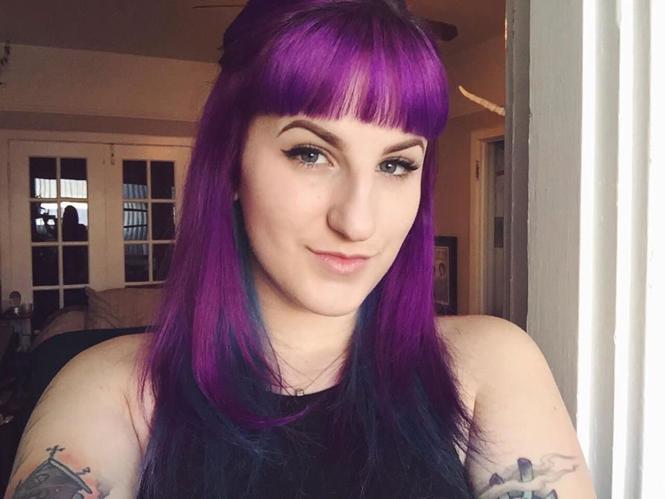 Brittney B and her purple and sea blue hair