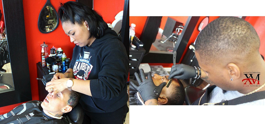 avier and Michelle White, the owners of XM Hair Studio, at work