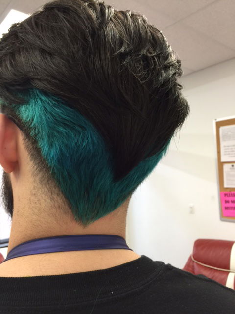 Aqua-blue colored undercut.