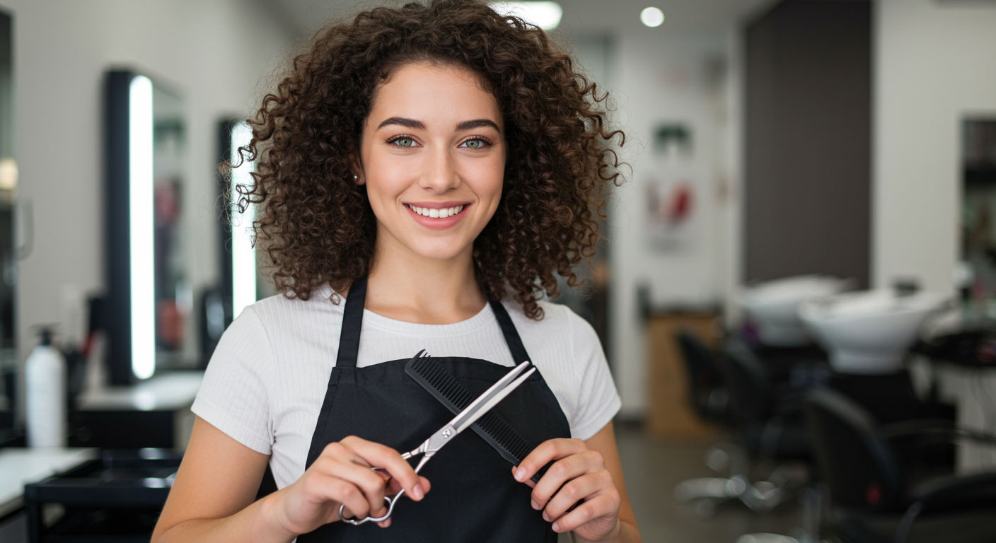 hair stylist holding a comb and scissors